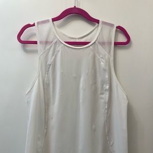 Lululemon White Sculpt Tank Mesh Keyhole Back